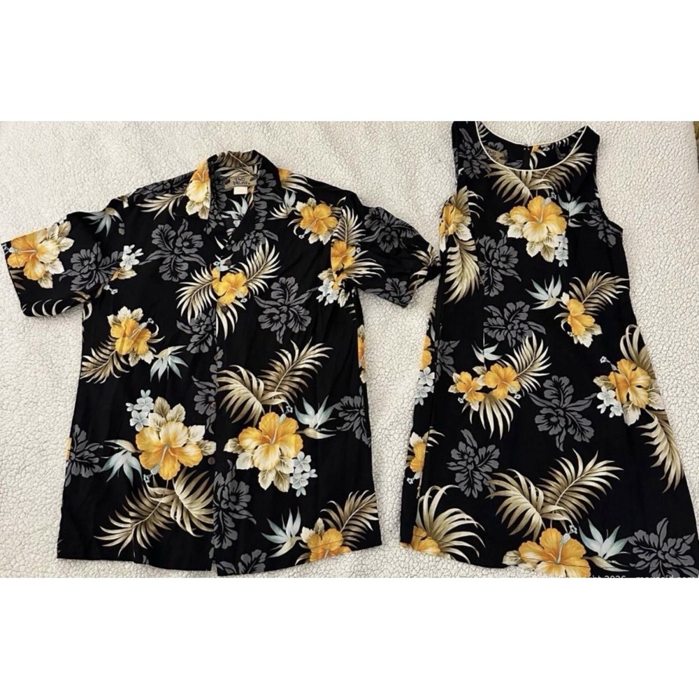Two Palms Couple Matching outfit Hawaiian Shirt Dress Small Hawaii